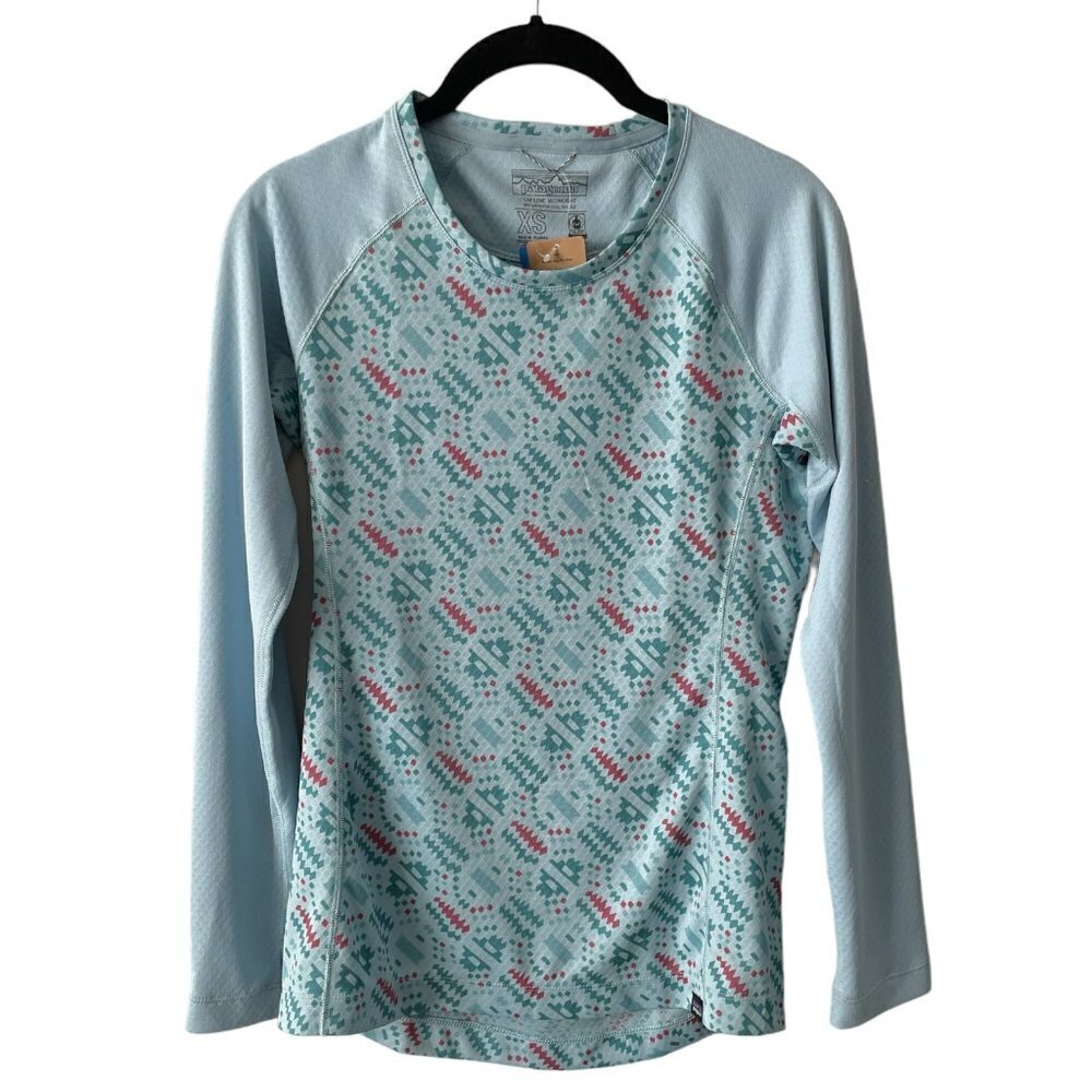 PATAGONIA Capilene Midweight Crew Top Activewear Pullover Icefall Blue XS NEW